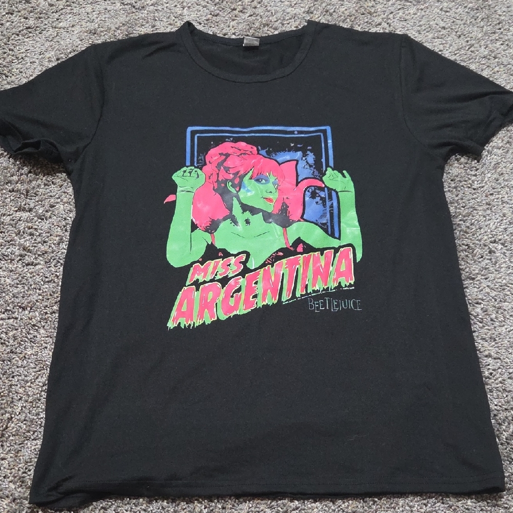 Black Graphic Tee with Miss Argentina Design